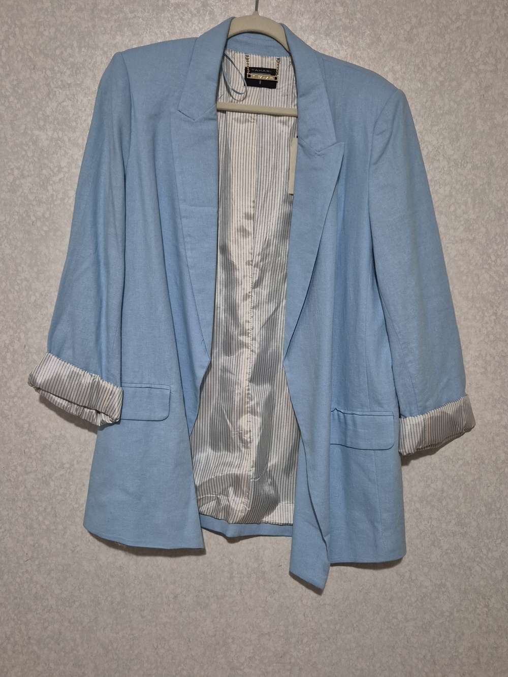 NWT Tahari Light Blue Women's Blazer Jacket-Size:L..Linen Blend